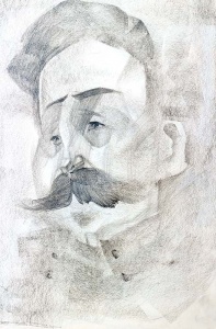 Moustache - dessin au crayon noir - Didier Maurin