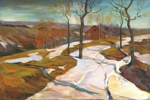 paysage hiver huile sur toile Didier Maurin