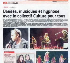 Didier Maurin - Danses, musiques et hypnose avec le collectif Culture pour tous - Firminy- la Tribune - 28 décembre 2018