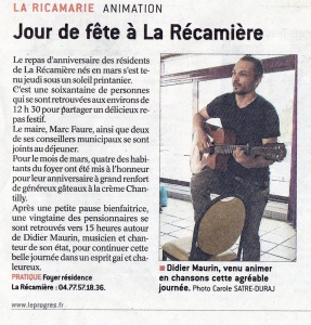Didier Maurin - Jour de fête à la Récamière - La Ricamarie - la Tribune - avril 2017