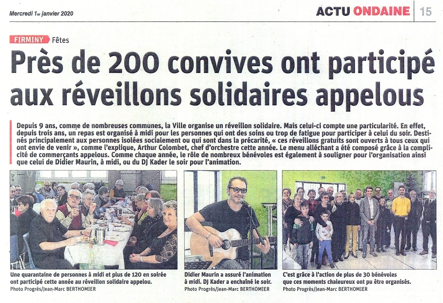 Didier Maurin - Réveillons solidaires appelous - Firminy - la Tribune - 1er janvier 2020