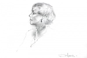 femme avec lunettes de profil - dessin de Didier Maurin
